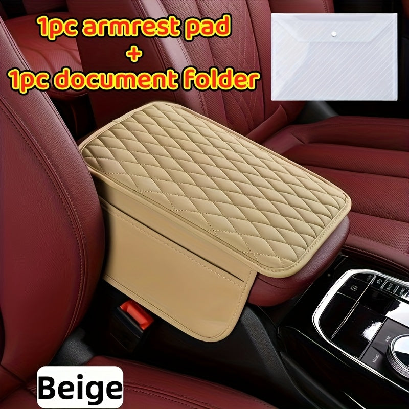 Car Armrest Box Mat, PU Leather Storage Pad, Multiple Colors, High Quality