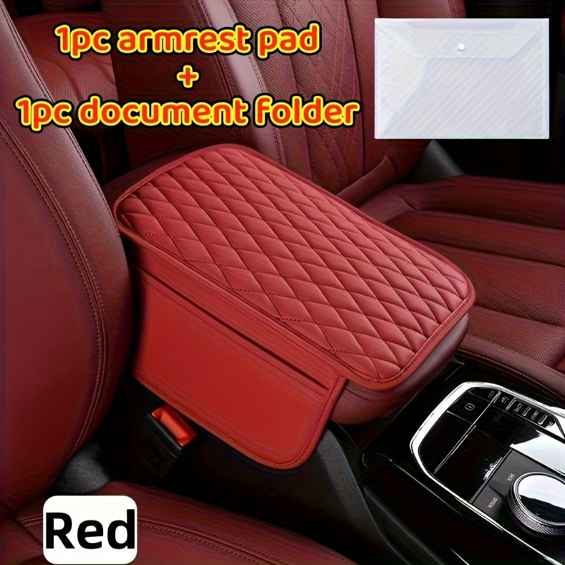 Car Armrest Box Mat, PU Leather Storage Pad, Multiple Colors, High Quality